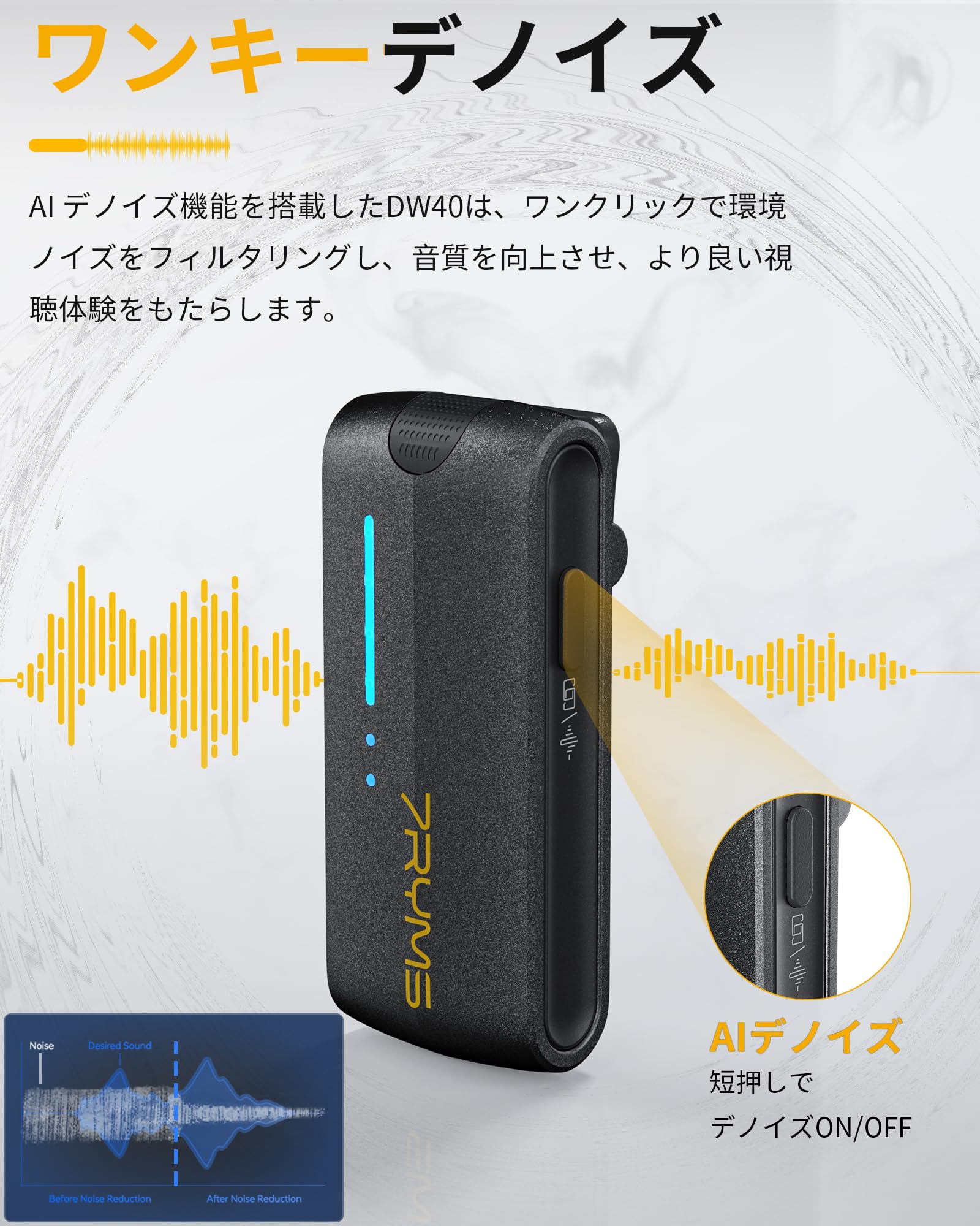 ワイヤレスピンマイク 送信機4台 受信機1台 7RYMS iRay DW40 ワイヤレスピンマイク 送信機4台 受信機1台 7RYMS iRay DW40